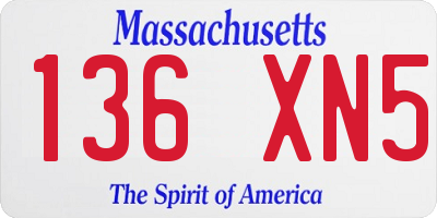 MA license plate 136XN5