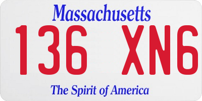 MA license plate 136XN6