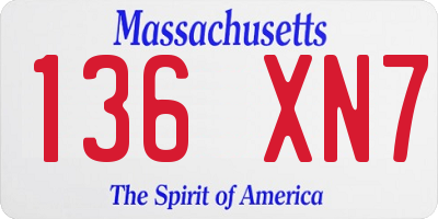 MA license plate 136XN7