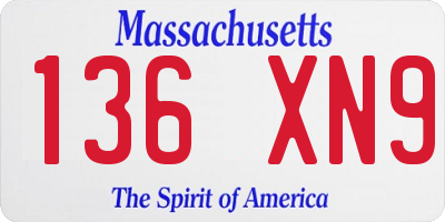 MA license plate 136XN9