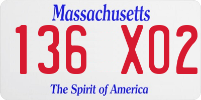 MA license plate 136XO2