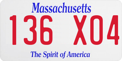 MA license plate 136XO4