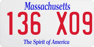 MA license plate 136XO9
