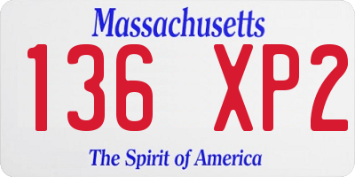 MA license plate 136XP2