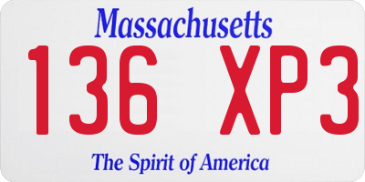 MA license plate 136XP3