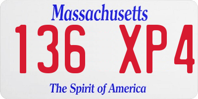 MA license plate 136XP4