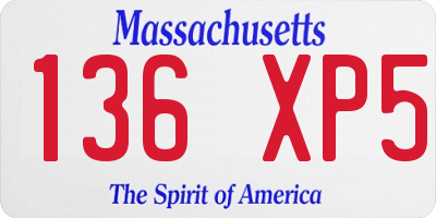 MA license plate 136XP5