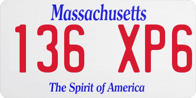 MA license plate 136XP6