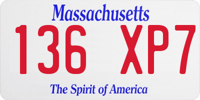 MA license plate 136XP7