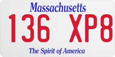 MA license plate 136XP8