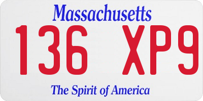 MA license plate 136XP9