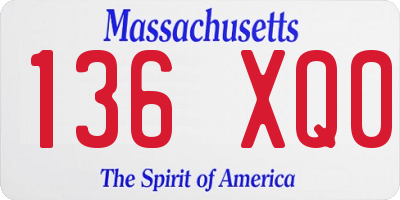 MA license plate 136XQ0