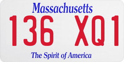 MA license plate 136XQ1