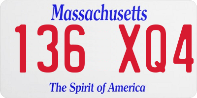MA license plate 136XQ4