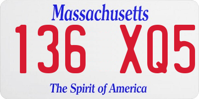 MA license plate 136XQ5