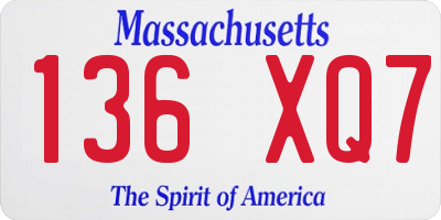 MA license plate 136XQ7