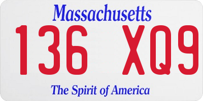 MA license plate 136XQ9