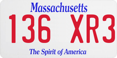 MA license plate 136XR3