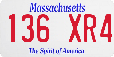 MA license plate 136XR4