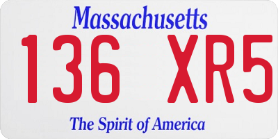 MA license plate 136XR5