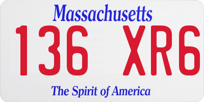 MA license plate 136XR6