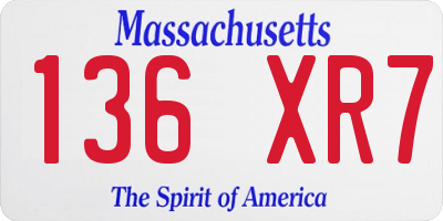 MA license plate 136XR7