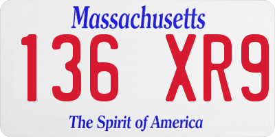 MA license plate 136XR9