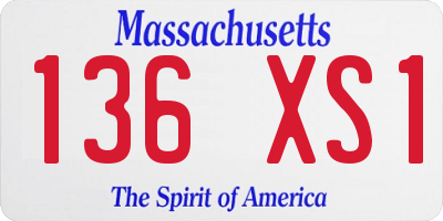 MA license plate 136XS1