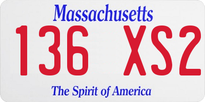 MA license plate 136XS2
