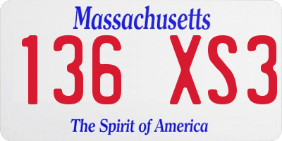 MA license plate 136XS3