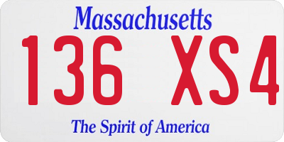 MA license plate 136XS4