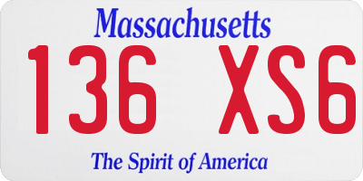 MA license plate 136XS6
