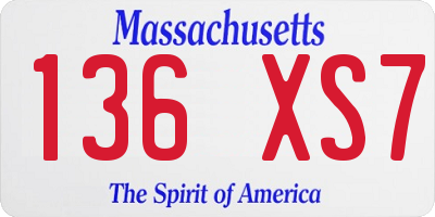 MA license plate 136XS7