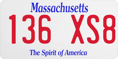 MA license plate 136XS8