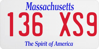 MA license plate 136XS9