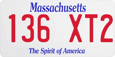 MA license plate 136XT2