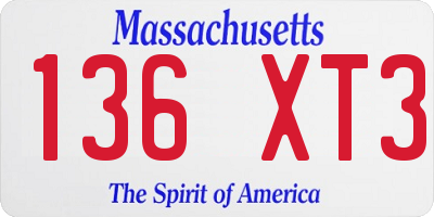 MA license plate 136XT3