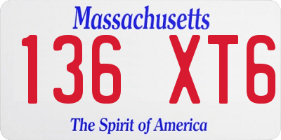 MA license plate 136XT6