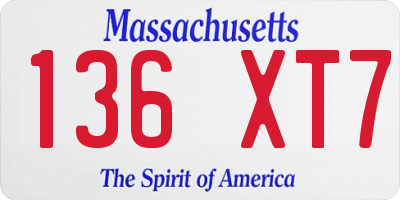 MA license plate 136XT7