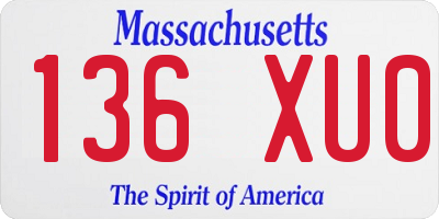 MA license plate 136XU0