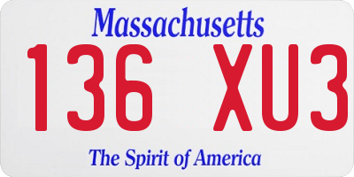 MA license plate 136XU3