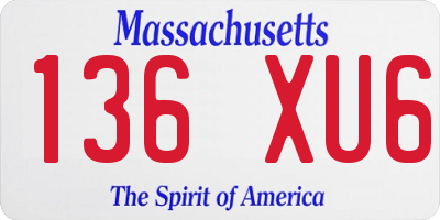 MA license plate 136XU6