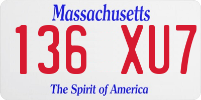 MA license plate 136XU7