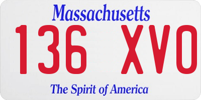 MA license plate 136XV0