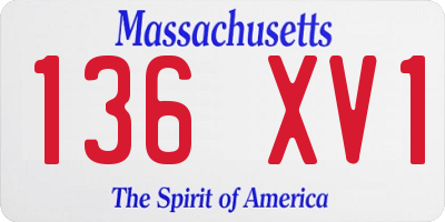 MA license plate 136XV1