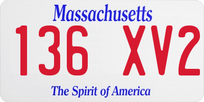 MA license plate 136XV2