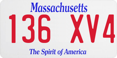 MA license plate 136XV4