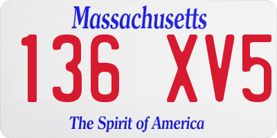 MA license plate 136XV5