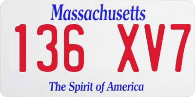 MA license plate 136XV7