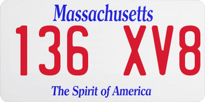 MA license plate 136XV8
